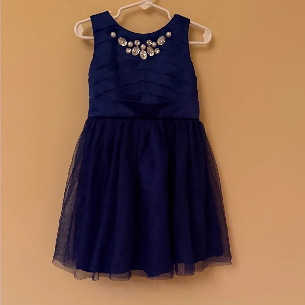 Gymboree Royal Blue Kids Dress with Jewel‎ Details Sz 3Y